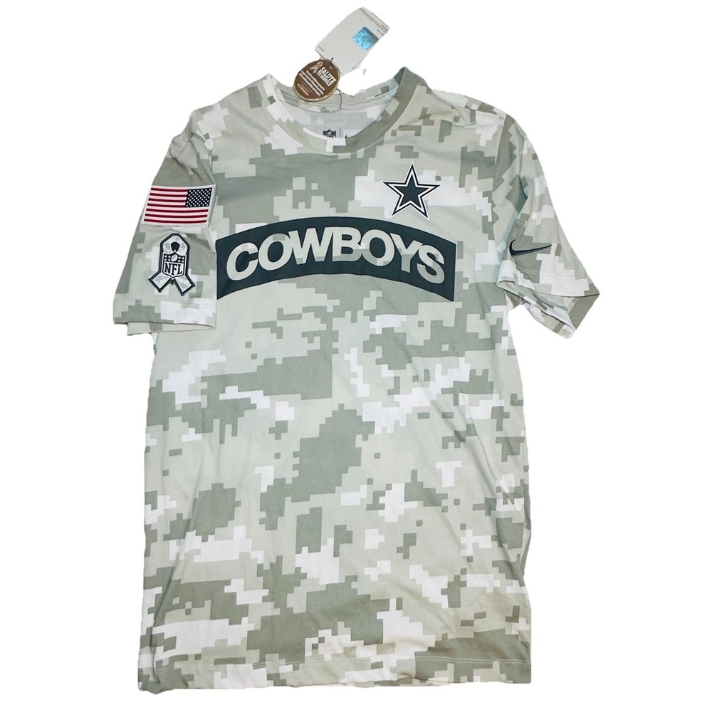 Nike‎ Men's Artic Camo Dallas Cowboys 2024 Salute to Service Gray T-Shirt SMALL